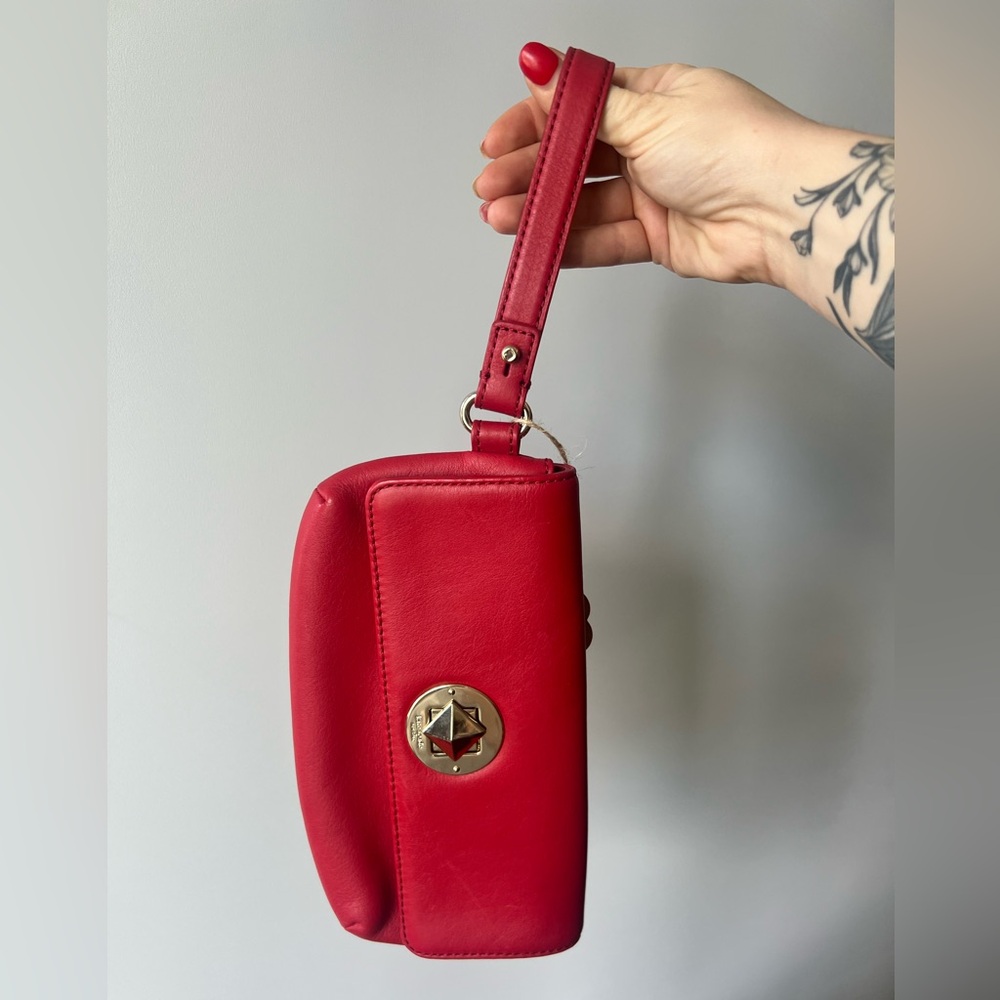 Kate Spade Red Leather Women's Wallet with Strap / Small Clutch